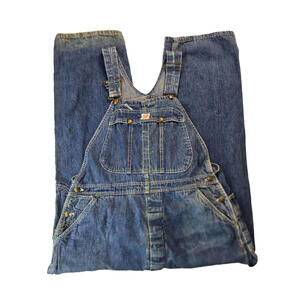 Tuf Nut Vintage USA Sanforized Blue Denim Carpenter Bib Overalls Mens 38x29